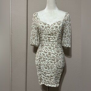 Haute Monde Floral Ruched Dress size Medium